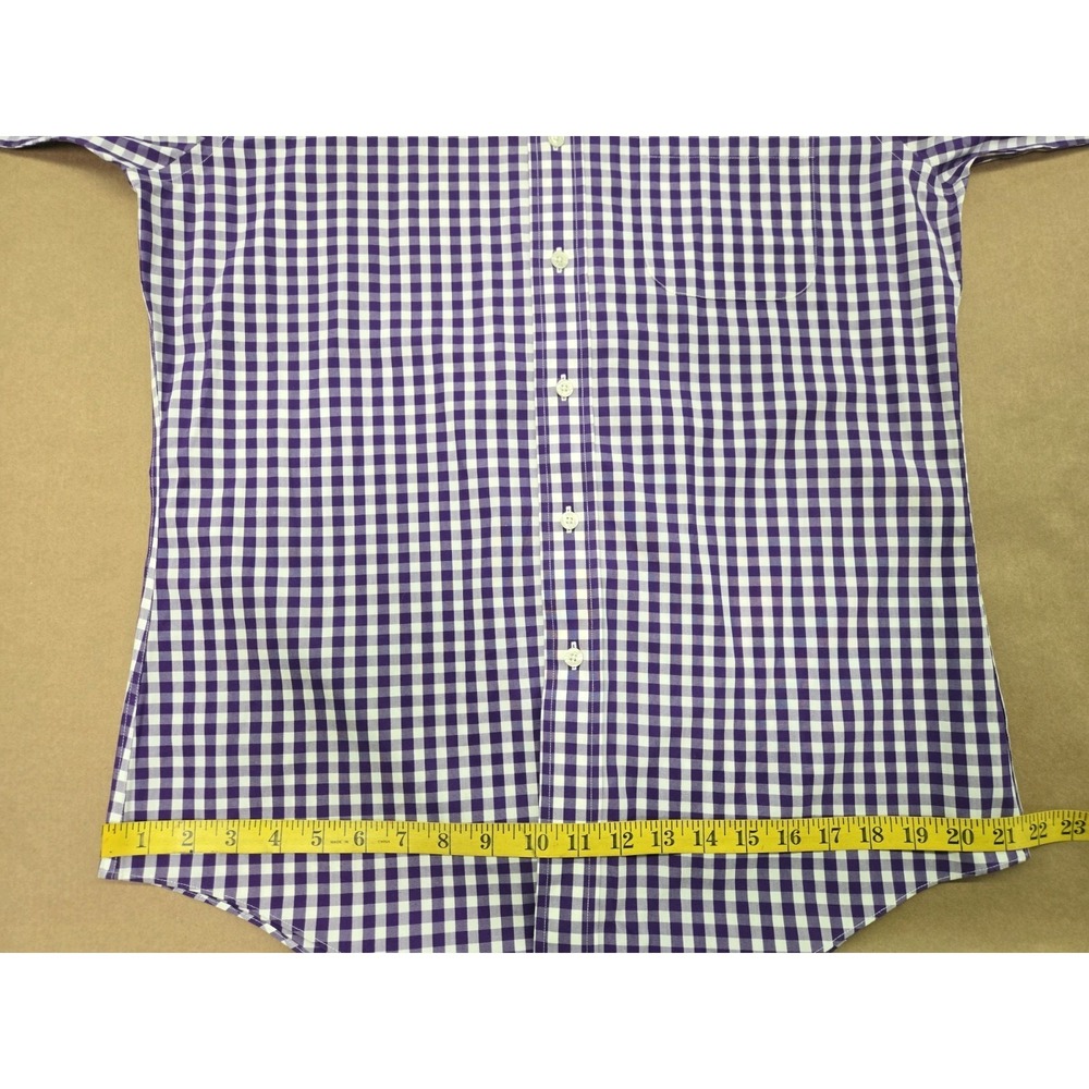 Brooks Brothers Men's Purple Plaid Button Down Cotton Dress Shirt Size M - Picture 6 of 13